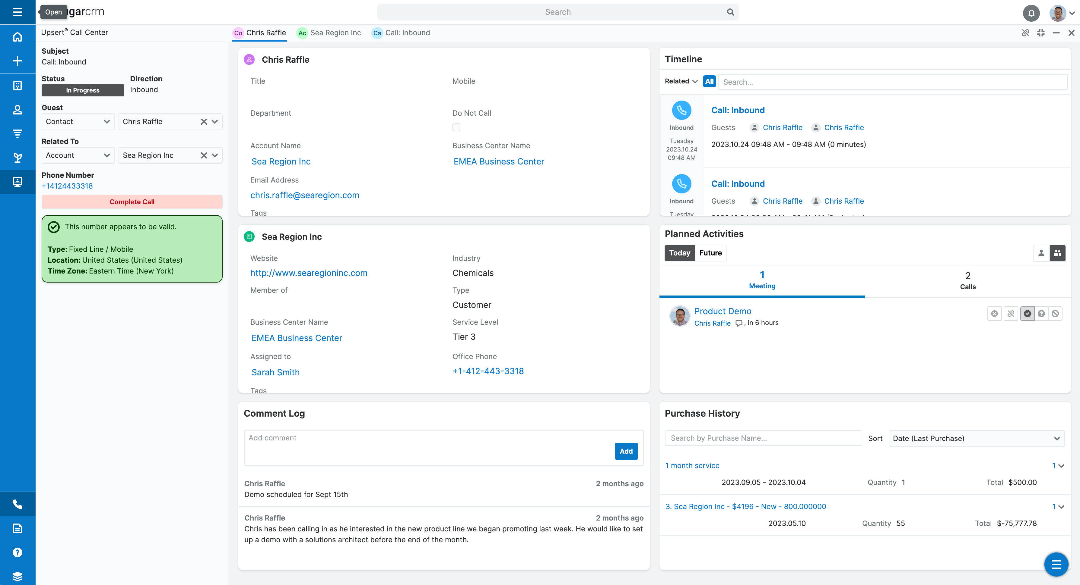 Active call user experience showing a contact focus drawer with dashlets designed to help the agent through the course of their phone call