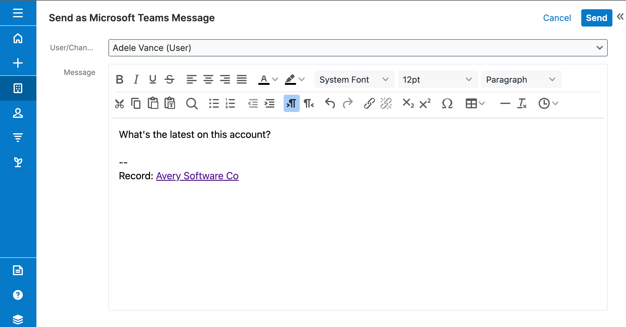 Text formatting with Upsert® Engage for Microsoft Teams
